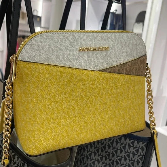 Michael Kors Jet Set Travel Medium Color-Block Signature Logo Dome Crossbody Bag - Picture 16 of 16